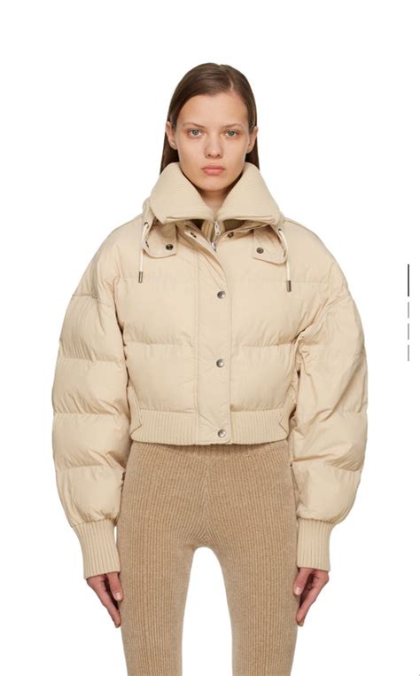 Cropped technical pongé down jacket .